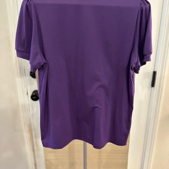 LSU Purple Puff Sleeve T-Shirt with Yellow Script - Picture 3 of 3
